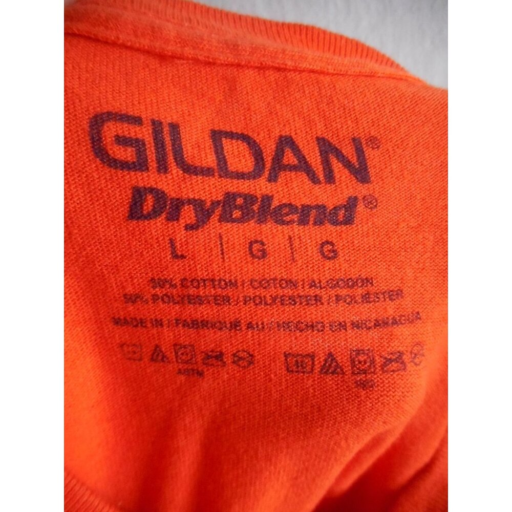 Orange Gildan Dry Blend Graphic T Shirt Sz L Boy Scout Licking Creek PA Flames - Picture 3 of 4